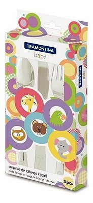 Jogo De Talheres Infantil Aço Inox 03 Peças Baby - 66970/020