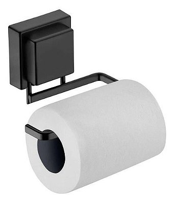 Porta Papel Higienico Suporte Preto Fosco Ventosa Future