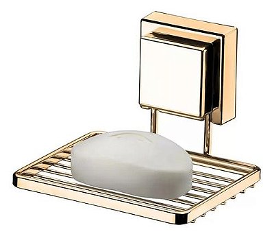 Saboneteira Porta Sabonete Ventosa Box Banheiro Dourado