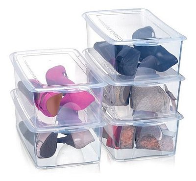 Caixa Para Sapatos Tenis Organizadora Plastico Kit Com 5