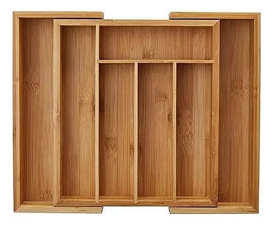 Organizador Porta Talheres Bambu Grande Ajustável Mimo Style