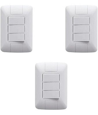 Kit 3 Interruptor Triplo 3 Teclas De Parede Tramontina Aria