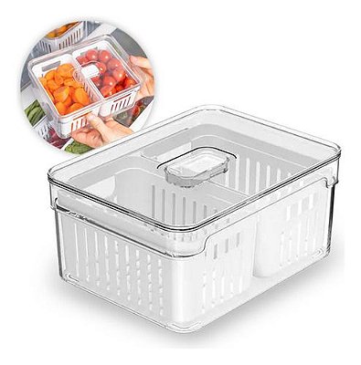 Organizador Com 2 Cestos 2,2l Clear Fresh  Cozinha Geladeira