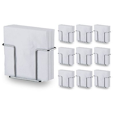 Kit 10 Porta Guardanapos De Mesa Prata Aço Cromado Future