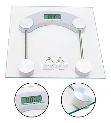 Balança Digital Vidro Temperado Até 180 Kg Quadrada Banheiro