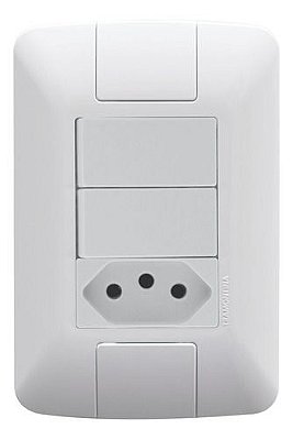 Interuptor Aria 2 Simples + Tomada 10a Com Placa Tramontina