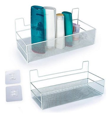 Porta Shampoo Sabonete Suporte Metal Parede Banheiro Branco