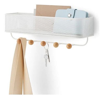 Porta Chaves E Correspondências Estique Branco 5 Ganchos