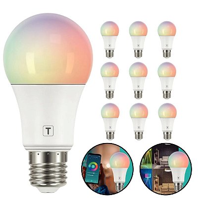 Kit 10 Lampadas Inteligentes Smart Led Wifi 10w Rgb Bivolt