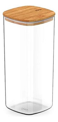 Pote Hermético Tampa De Bambu Transparente 1,5l Ou