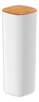Pote Hermético Organizador Tampa De Bambu Branco 2 Litros