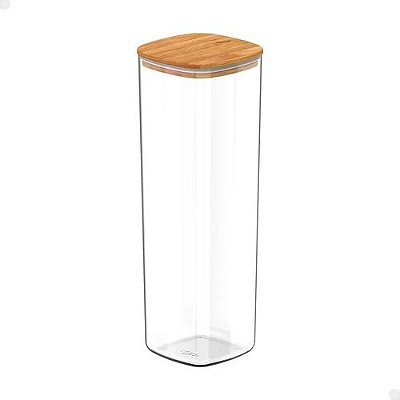Pote Hermético Tampa De Bambu Transparente 2 Litros - Ou