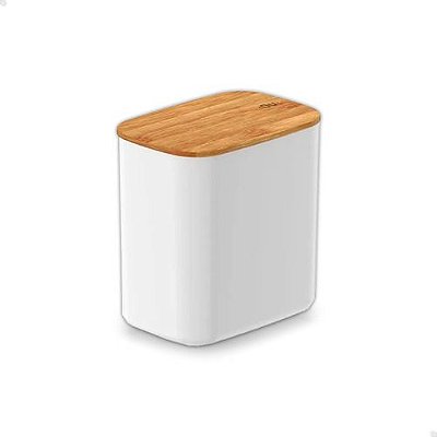 Pote Hermético Organizador Tampa De Bambu Vedado Branco 1,5l