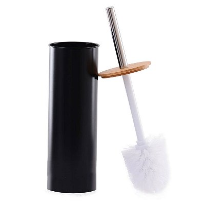Escova Sanitária Com Tampa Bambu - Preto
