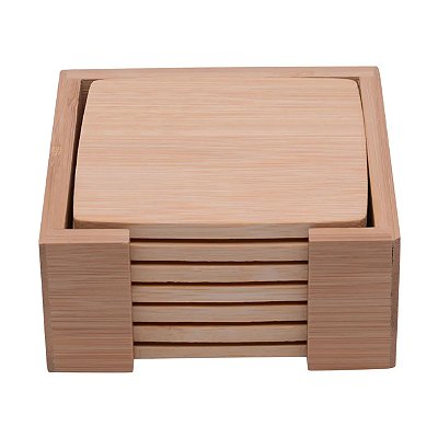 Porta 6 Copos Com Suporte De Bambu