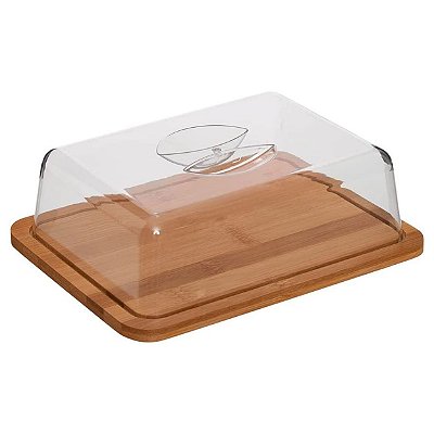 Porta Frios Queijos Frutas Tábua Bambu Com Tampa Geladeira
