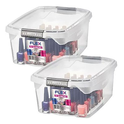 Kit 2 Caixas Organizadoras Tampa Travas 6l Guardar Esmalte
