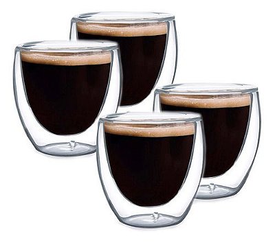 Jogo 4 Copos Café Expresso Parede Dupla 80ml Mimo Style