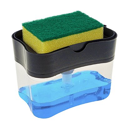 Dispenser Detergente Dosador Por Pressão Porta Esponja Bucha