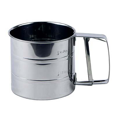 Polvilhador Inox Luxo Peneirar Caneca Farinha Com Gatilho