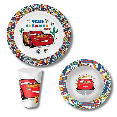 Prato Tigela E Copo Jogo Infantil Refeiçao Mcqueen Carros