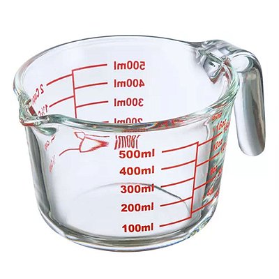 Jarra Medidora De Vidro Com Alça Graduada Resistente 500ml