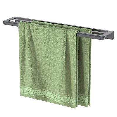 Porta Toalha Toalheiro Duplo 52cm Parede Cinza Future