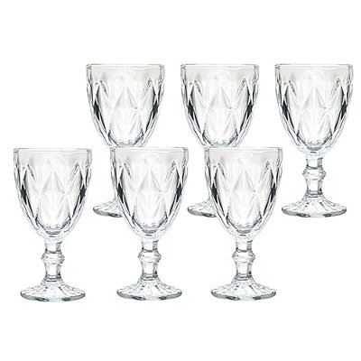 Jogo 6 Taças Diamante Transparente Em Vidro - 240ml
