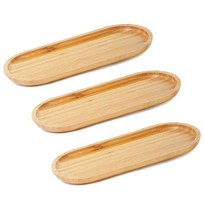 Kit 3 Bandeja Oval Bambu 44cm Resistente Mimo Style