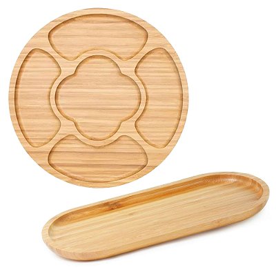 Kit Petisqueira De Bambu + Bandeja Oval 34cm - Mimo Style