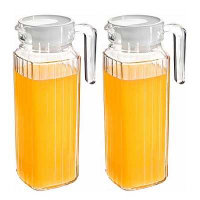 Kit 2 Jarras Vidro De 1 Litro Para Agua Suco Geledeira Mesa