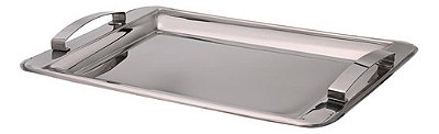 Bandeja De Inox Retangular E Alça Elegante 38cm Mimo Style
