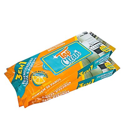 Kit 2 Pacotes Pano Umedecido Multiuso Top Clean 20x30cm 60un