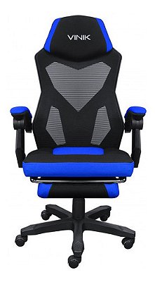 Cadeira Gamer Reclinável Rocket Preta Com Azul Vinik