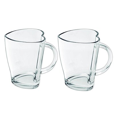 2 Canecas Vidro Heart Casual 240ml Transparente Class Home