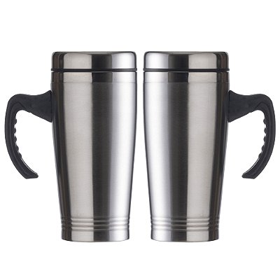 Kit 2 Caneca Termica Com Tampa Aço Inox 500ml