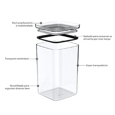 Pote Hermético Organizador 3,5l Block Natural Ou