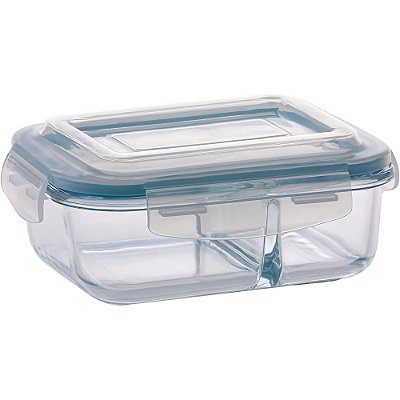 Pote Vidro Hermético Divisória Retangular 640ml Qualityhouse