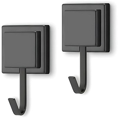 Kit 2 Ganchos Porta Toalha Fixação 3m Preto Banheiro - Arthi