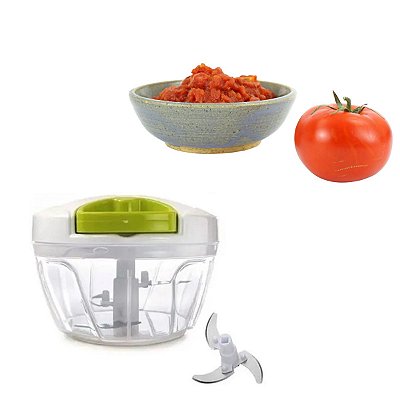 Mini Processador Alimentos Manual Triturador Com 3 Lâminas