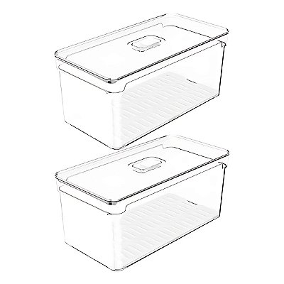 2 Organizadores De Geladeira 5l Porta Frutas Clear Fresh Ou
