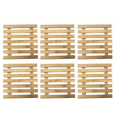 Kit 6 Descanso Panela Bambu De Mesa Travessas Antiaderente