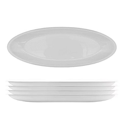 Kit 4 Bandeja Prato Oval 29 X 16cm Melamina Multiuso