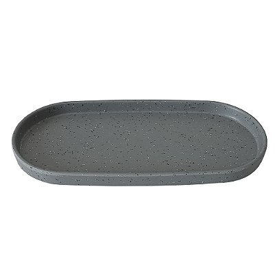 Bandeja Prato Oval 24 X 12cm Melamina Multiuso Cinza