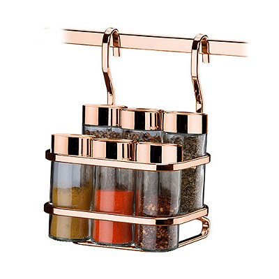 Suporte Temperos 6 Peças Para Barra De Cozinha - Rosé Gold