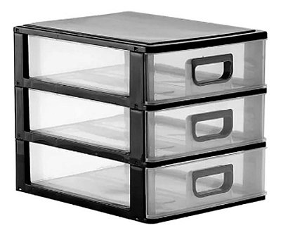Micro Organizador De Mesa Para Escritório 3 Gavetas Compacto