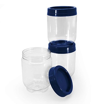 Kit 10 Porta Temperos Condimentos Empilhável Encaixe Azul