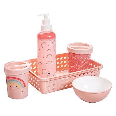 Kit Higiene Bebê Textura Trama Enxoval Presente Bebê 5 Peças