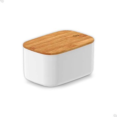 Pote Hermético Tampa De Bambu Branco 650ml