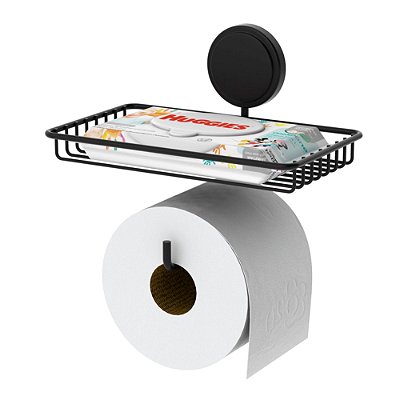 Suporte Papel Higiênico Porta Lenço Umedecido Celular Lenços Preto